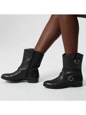 UGG Frances Moto Boots Sz 8 Dark Brown Leather Buckles Pirate Grunge Equestrian